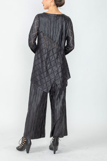 Black Mixed Media Tunic Top